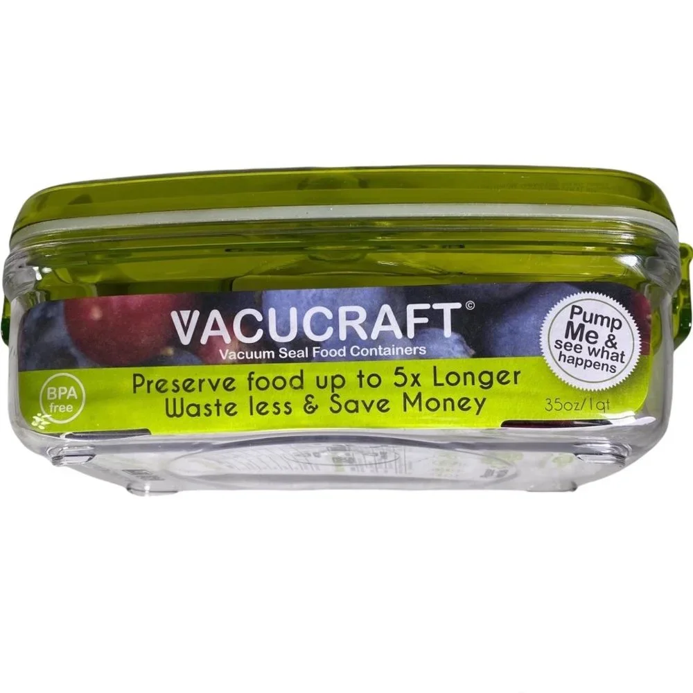 Vacucraft Vacuum 35 Oz./1qt Food Storage Container NEW‎